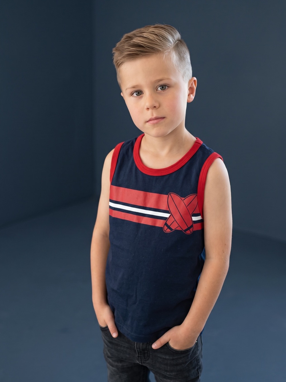 Kid Connection Boys 5T Navy Blue Surfboard Graphic Tank Top Sleeveless Shirt
